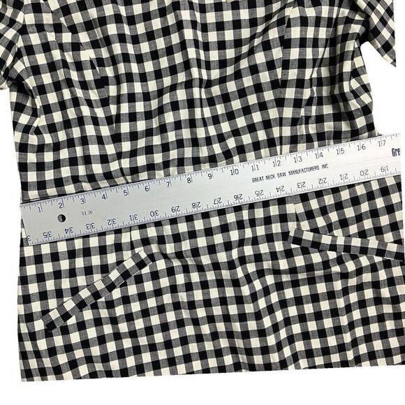 J Crew Dress WMNS 12 Cream Gingham Wool Blend Short-sleeve Mini Pockets Black - Picture 7 of 14